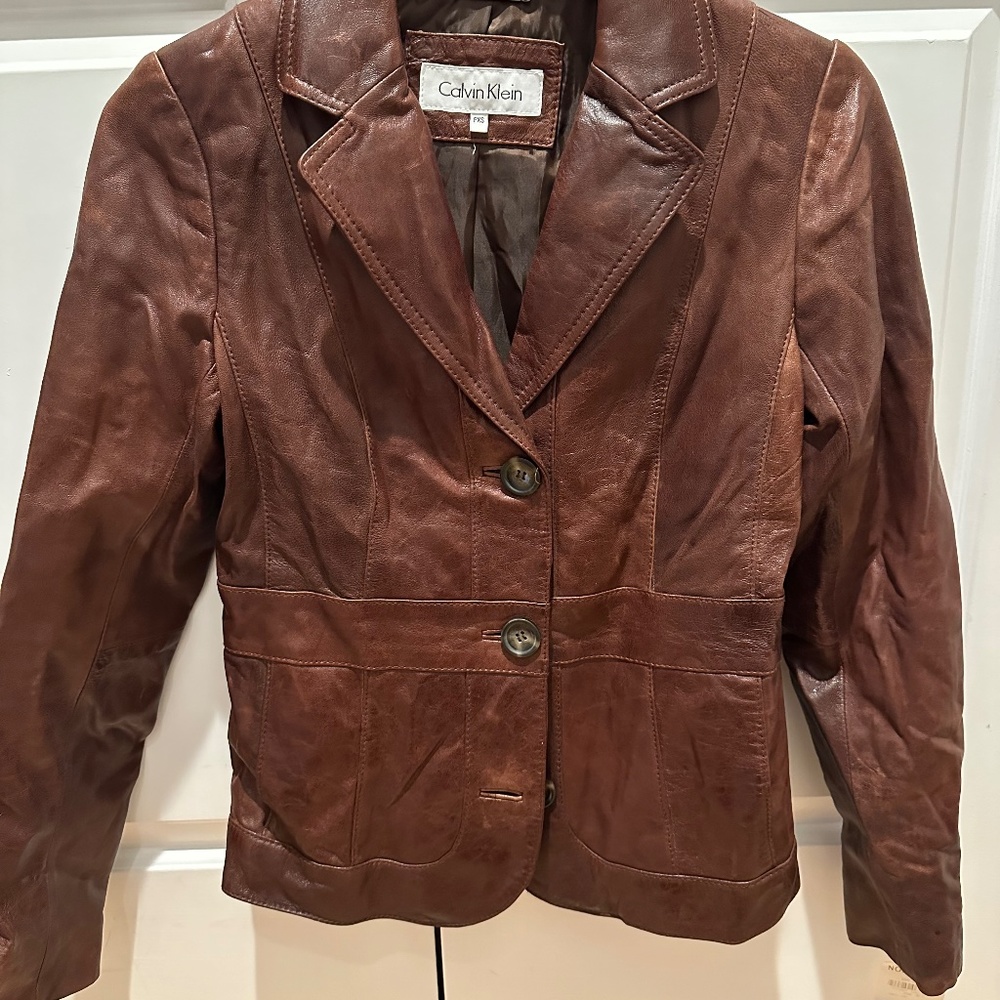 Calvin Klein Leather Jacket - Brand New
